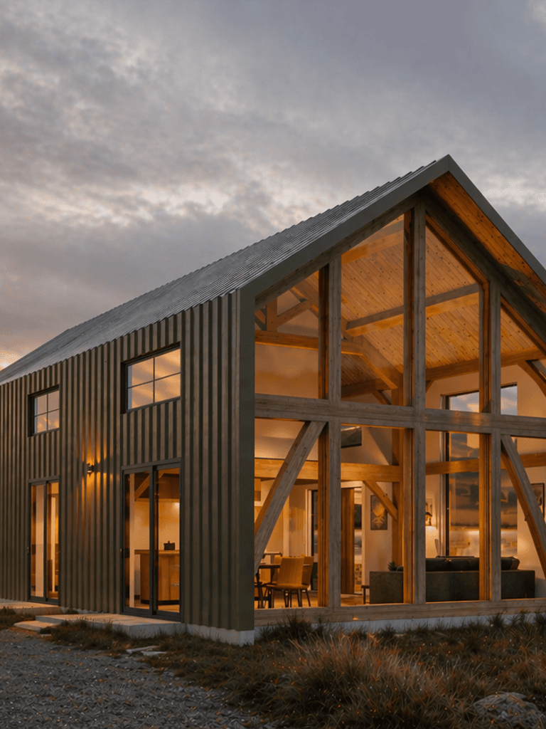 Luxury timber barn home suited to rural lifestyle blocks and coastal properties
