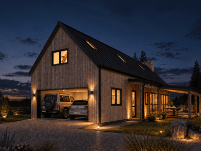 High-end timber frame home in New Zealand with handcrafted oak-inspired structural timber frame