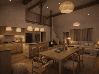 Timber frame barn home with spacious attic storage not included in floor area