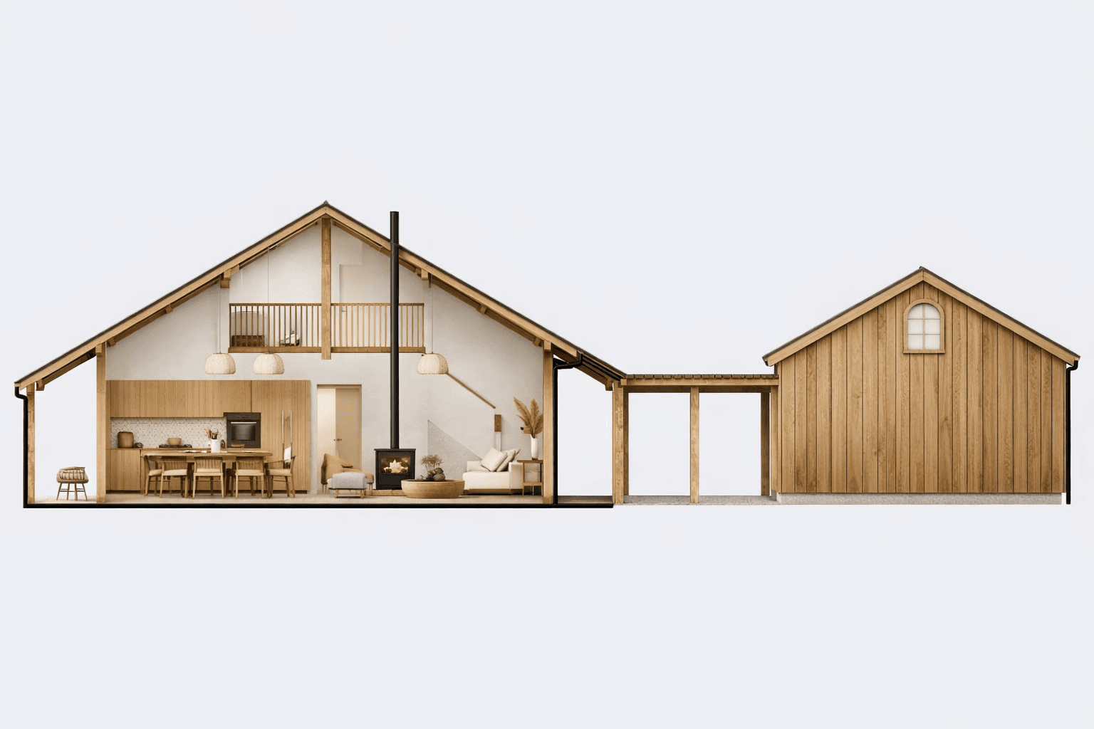 Spacious FirstFrame hybrid barn home with extensive attic storage areas offering additional functional space beyond the listed floor area and garage. 