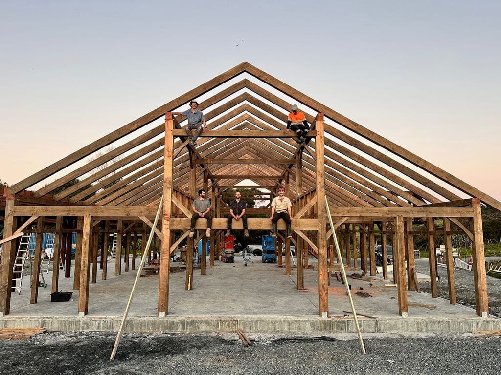 A large raised timber frame barn home in Mangawhai, Northland NZ