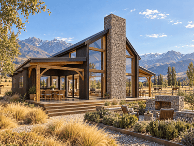 Mortise and tenon timber frame barn home in Mackenzie Country, New Zealand by Heritage Timbercraft