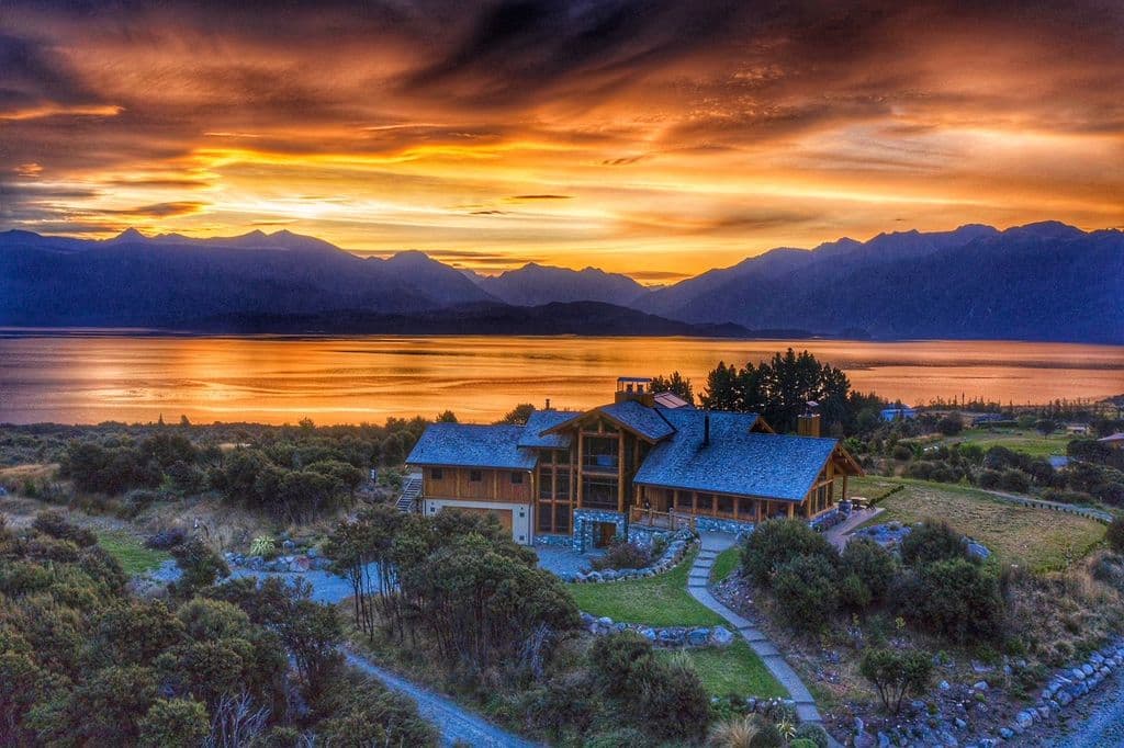 Fiordland Lodge on a gorgeous evening