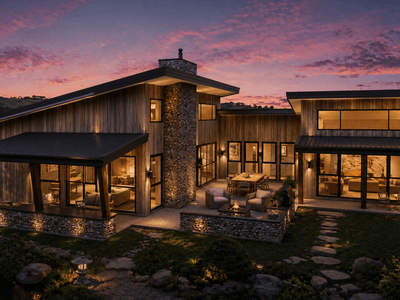 Monopitch timber house designed for modern family living and indoor outdoor flow