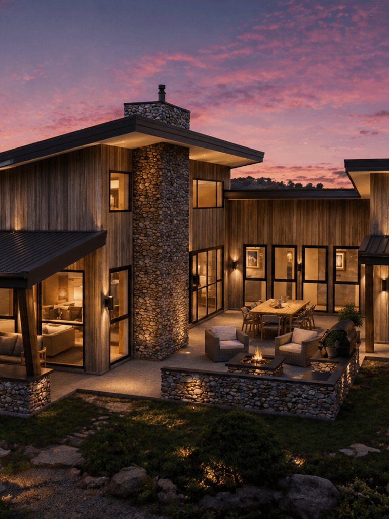 Monopitch timber house designed for modern family living and indoor outdoor flow