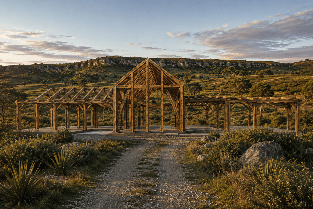 Timber frame for The Legacy - a premium single storey timber frame barn home made from specialty NZ timber