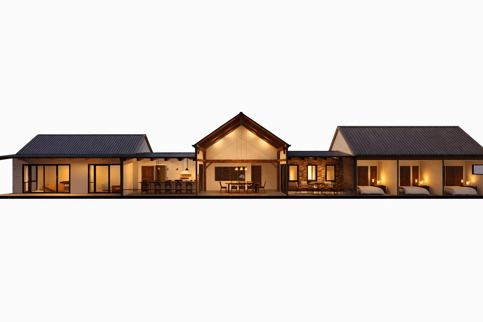 Grand timber home living space design