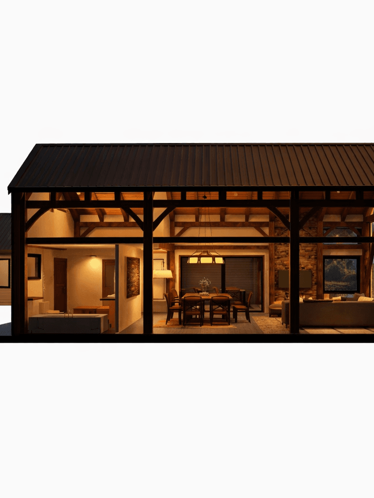 Luxury timber frame residence with alfresco dining and generous winged layout