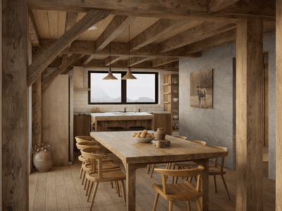 High-end rural retreat in New Zealand featuring a modern barn design and wabi sabi kitchen