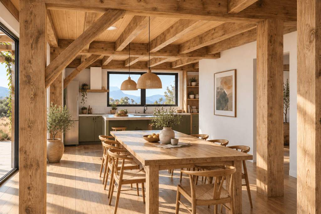 Modern barn style timber home New Zealand, open plan kitchen design