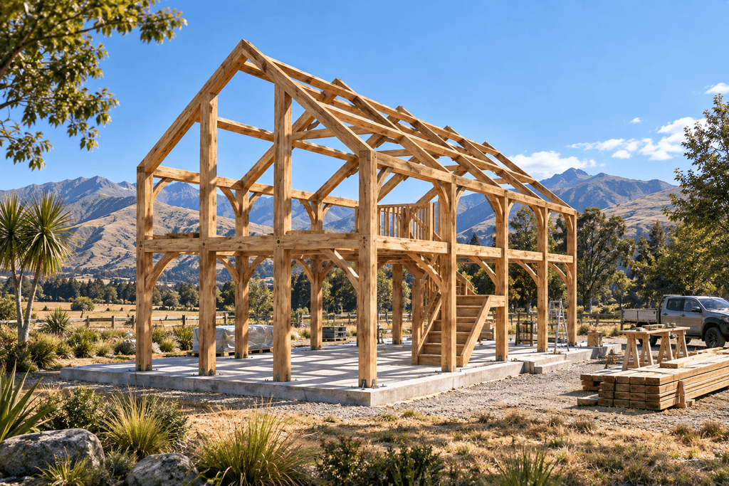 One bedroom timber frame home NZ with high vaulted ceilings