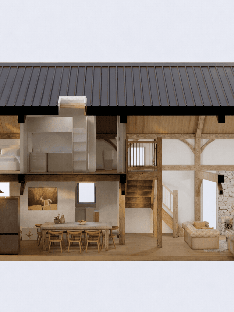 Contemporary rural New Zealand home with Japanese-inspired interior and large glass gable frontage