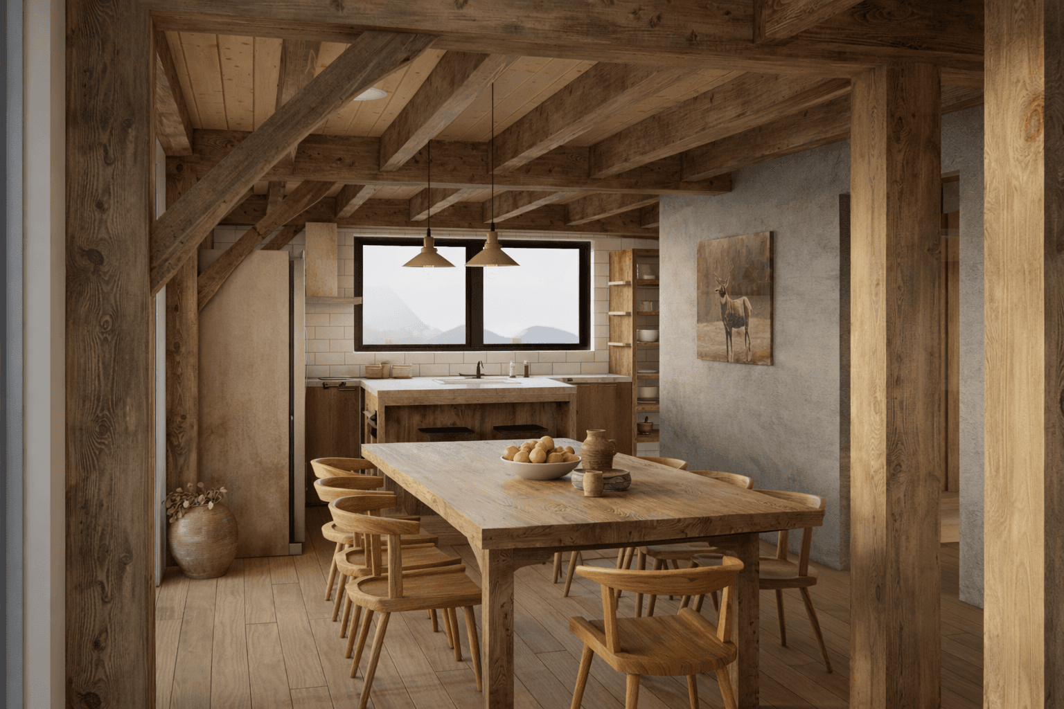 High-end rural retreat in New Zealand featuring a modern barn design and wabi sabi kitchen