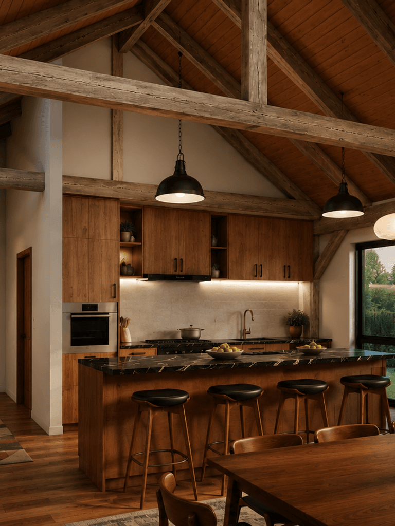 Contemporary timber barn home with covered outdoor entertaining area