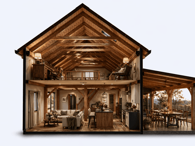 Premium timber frame residence designed for relaxed downsizing lifestyles cross section