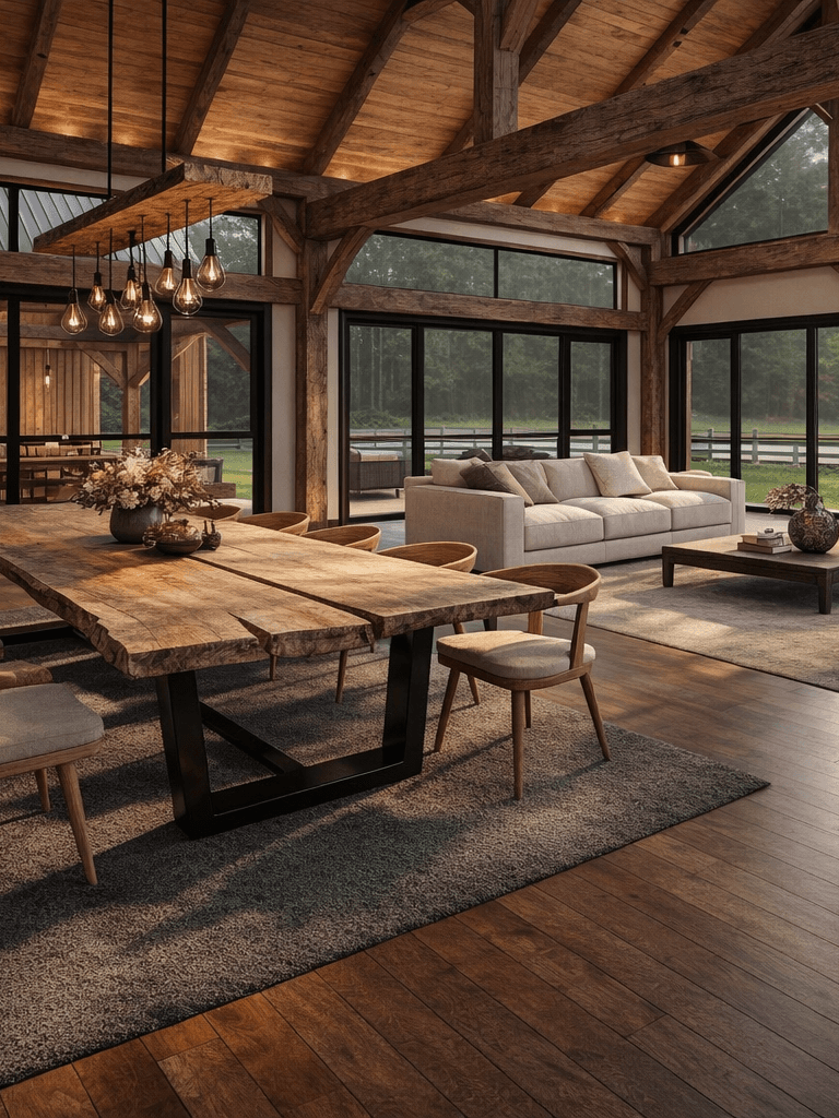 Large timber frame home interior in New Zealand