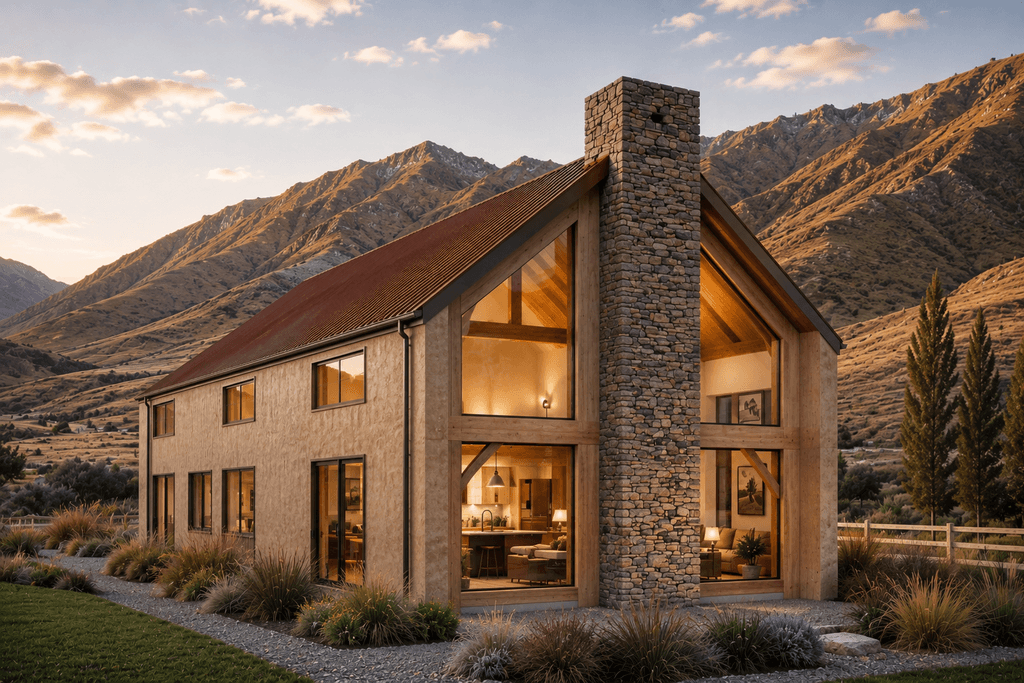 Contemporary barn style home with three bedrooms floor plan and hempcrete cladding by Heritage Timbercraft