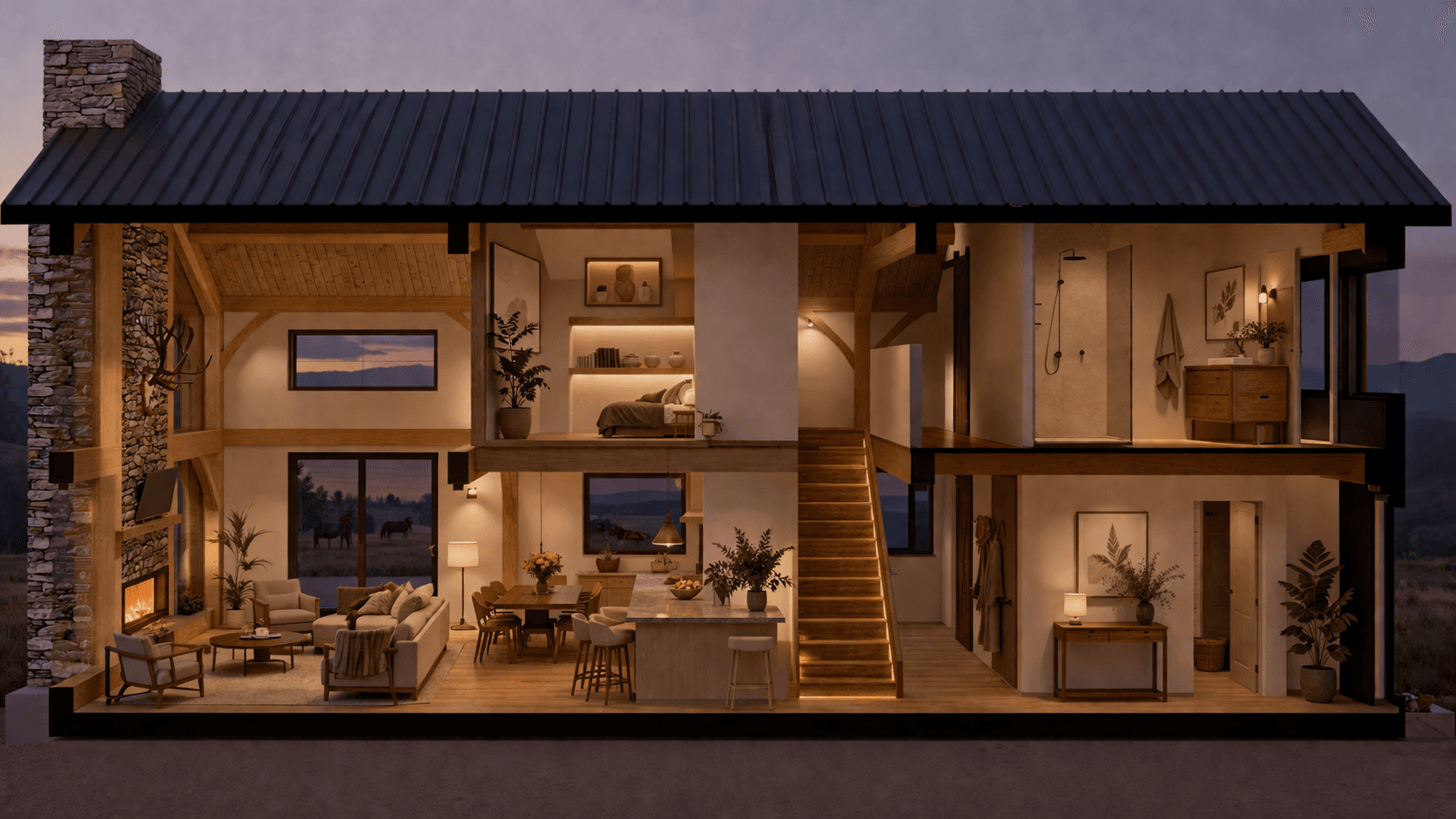 Double storey SIP barn home for suburban section