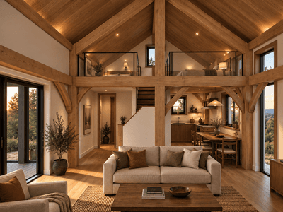 100m² sustainable NZ timber frame small home with two bedrooms and loft 