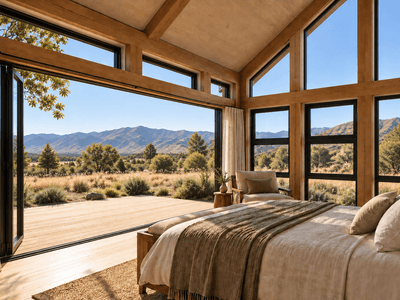 Master bedroom in high-quality 100m² timber frame home made from sustainably grown New Zealand timber