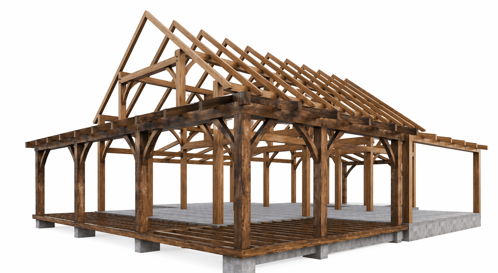 High-end rural barn residence with dark timber framing, marble kitchen and open-plan living area