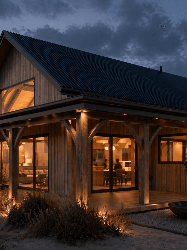 Hand-hewn NZ timber home with vaulted ceilings, open-plan living, and refined rustic coastal design