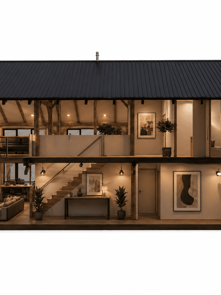 Double storey English barn frame home with twin 3m verandas