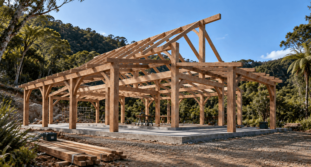 98sqm timber frame home NZ, two storey design with WFH office upstairs by Heritage Timbercraft