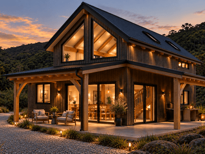 98sqm timber frame home NZ, two storey design with WFH office upstairs