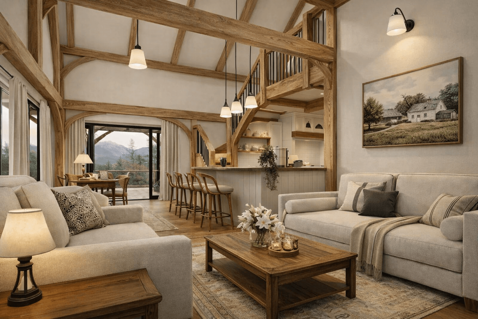 Minimalist timber barn home exterior with NZ native flora and seamless indoor outdoor living design