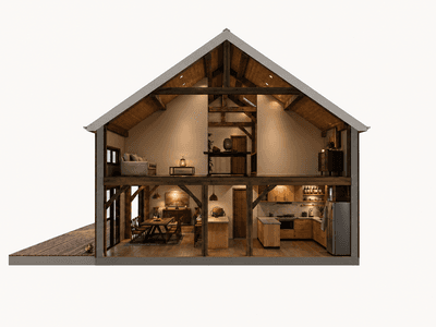 Spacious 192m2 two storey barn home designed for downsizers in New Zealand