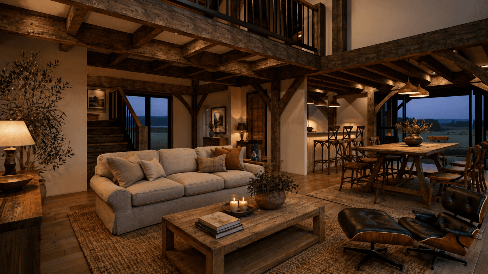 Two bedroom timber barn house with mezzanine and vaulted ceilings in NZ