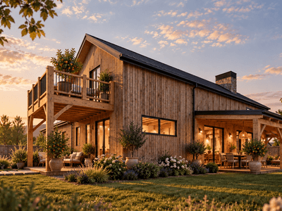 Timber deck extending from the living area for indoor-outdoor entertaining