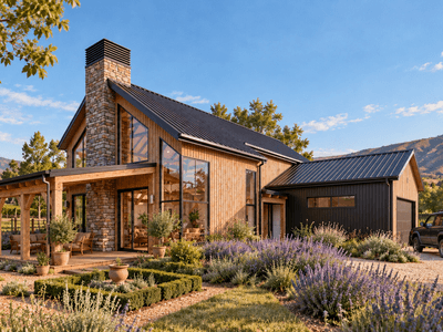 Timber deck extending from the barn home living area for indoor-outdoor entertaining