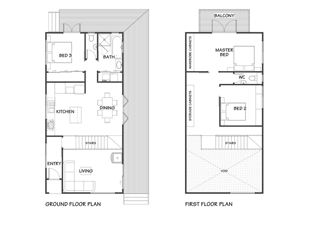 Architectural barn home floor plan with timber frame in New Zealand