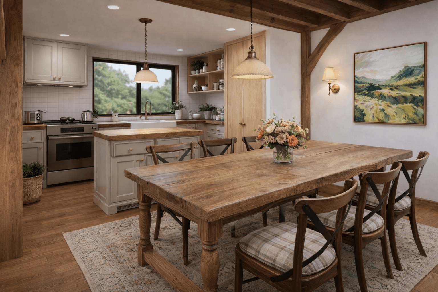 Modern barn home kitchen interior english cottage style