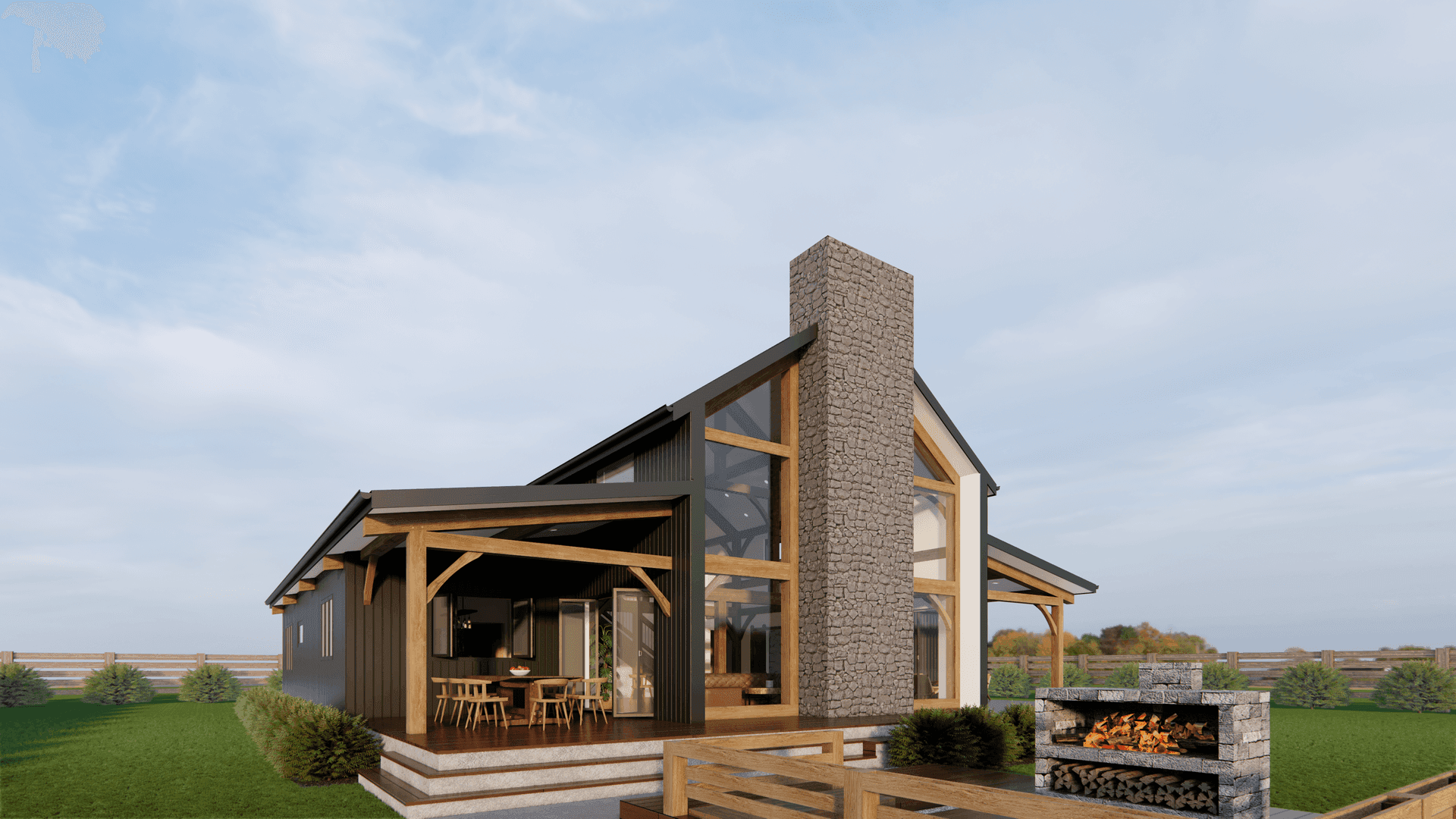 Architect-designed timber frame barn home in NZ with luxury interior studio and vaulted ceilings