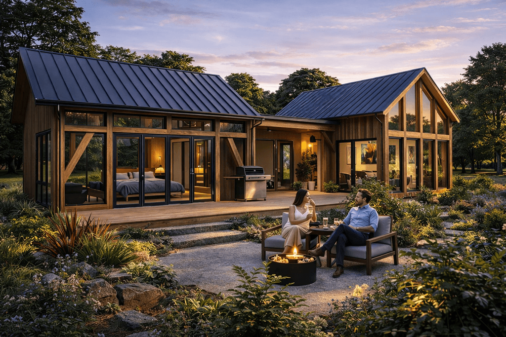 Small handcrafted timber barn home New Zealand mortise and tenon construction