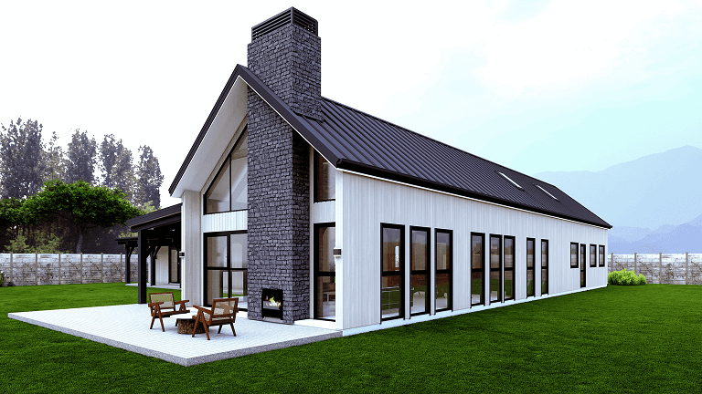 Douglas-fir timber frame barn construction