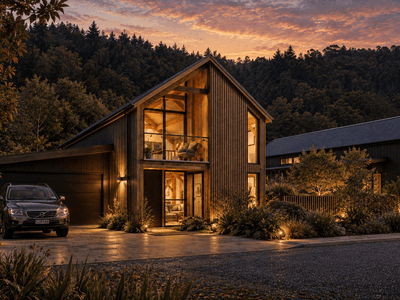 Spacious NZ timber frame barn home townhouse with sustainable timber, natural materials and traditional mortise and tenon joinery - Heritage Tmbercraft