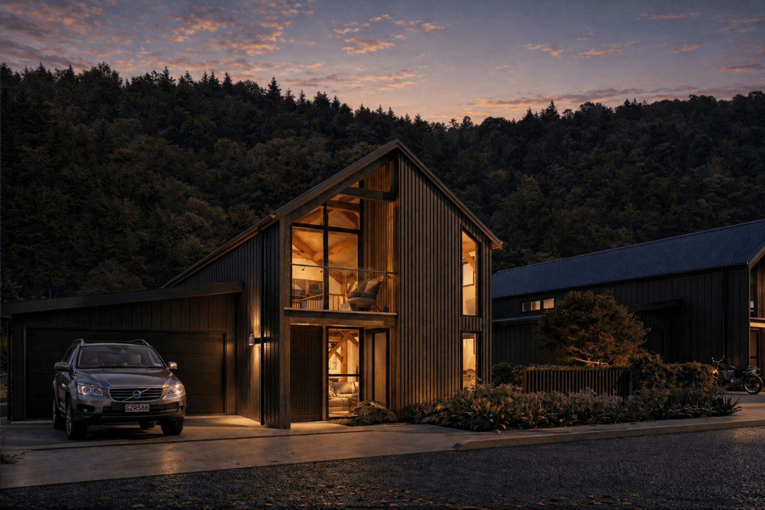 Luxury townhouse modular barn home New Zealand with open-plan living 