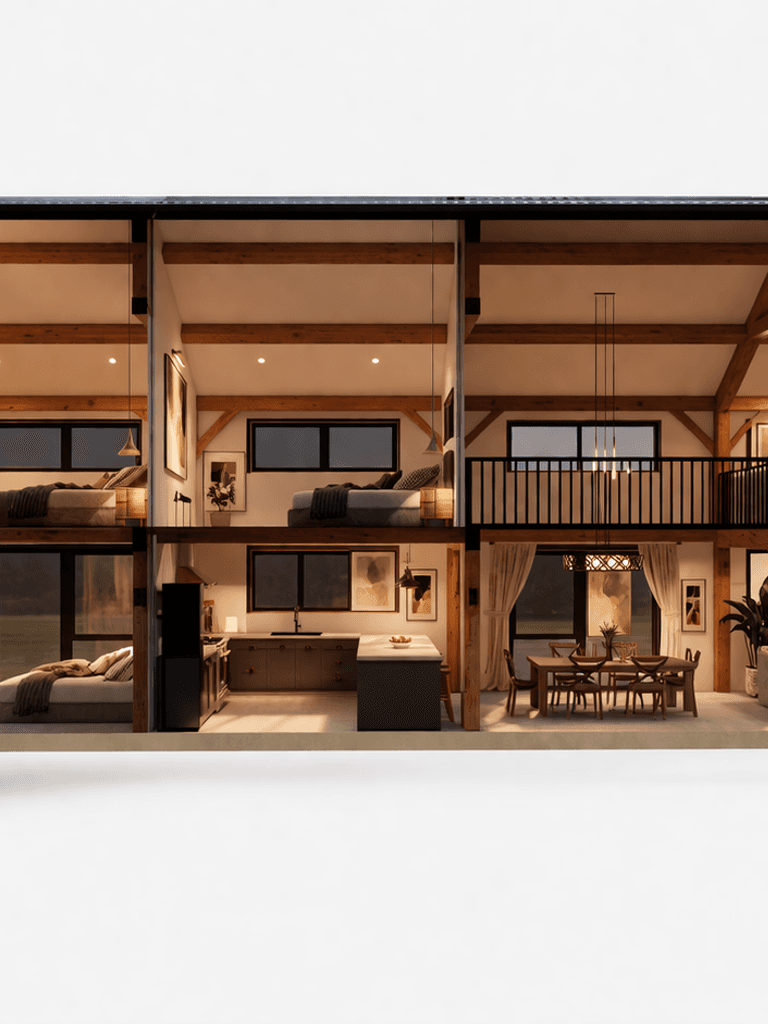 High-end townhouse interior with warm timber finishes in NZ