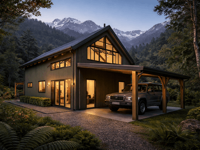 Modular Double Storey Montana timber frame barn home exterior
