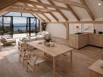 Montana 6m x 12m timber frame holiday barn with master bedroom, bunkroom, and spacious verandah designed for luxury retreats, family getaways, and premium Airbnb accommodation