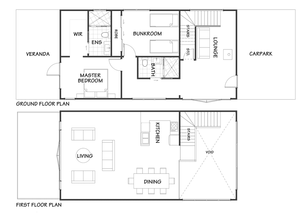 Luxury small footprint timber barn home design floor plan