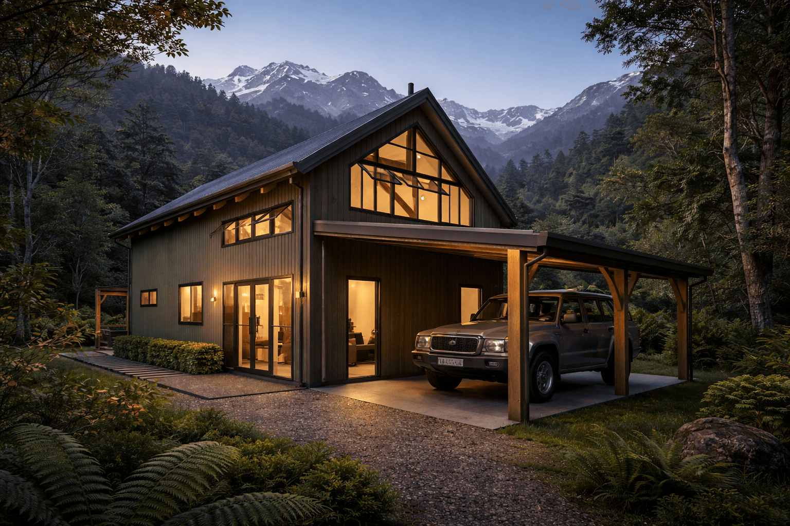 Modular Double Storey Montana timber frame barn home exterior