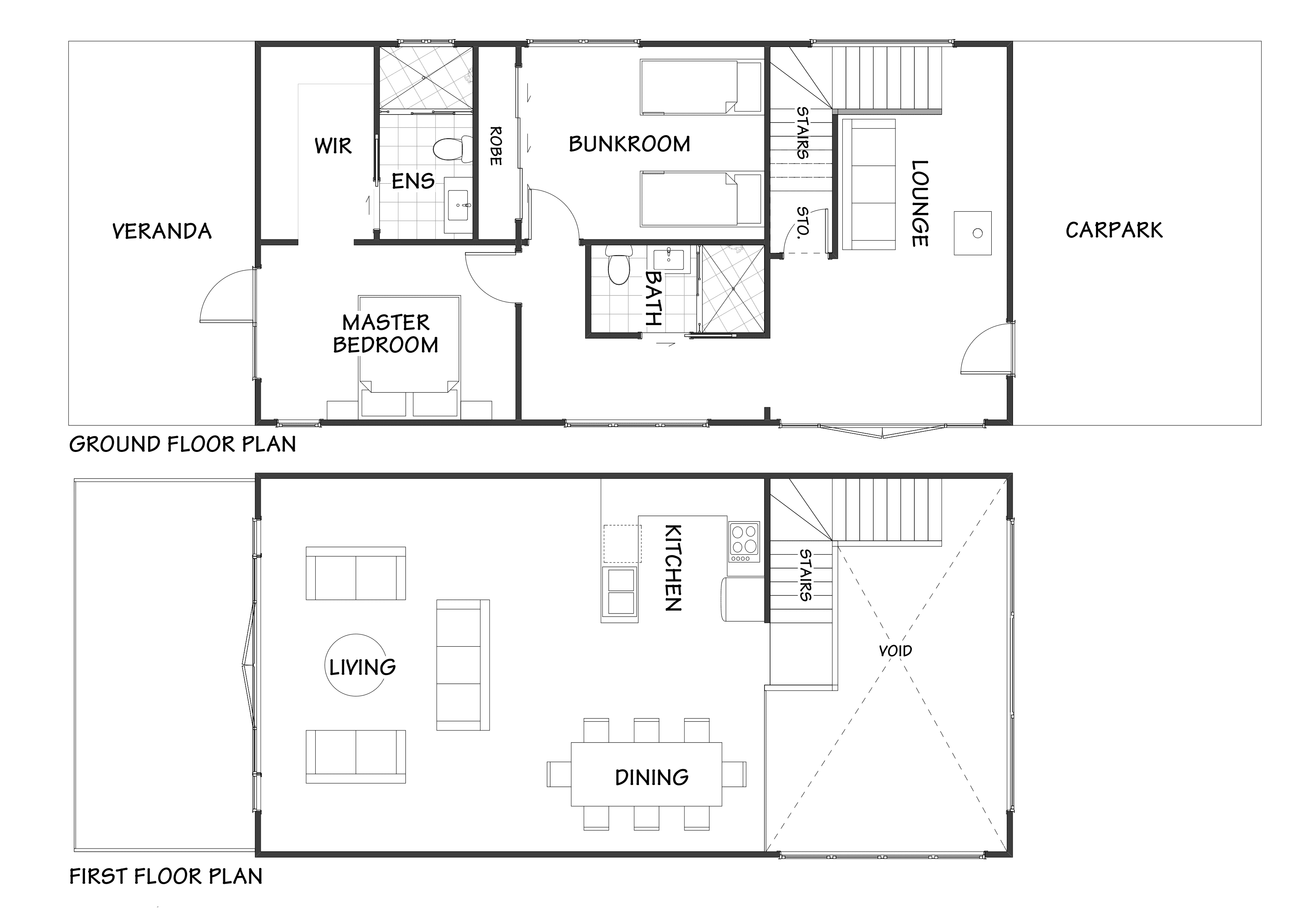 Luxury small footprint timber barn home design floor plan