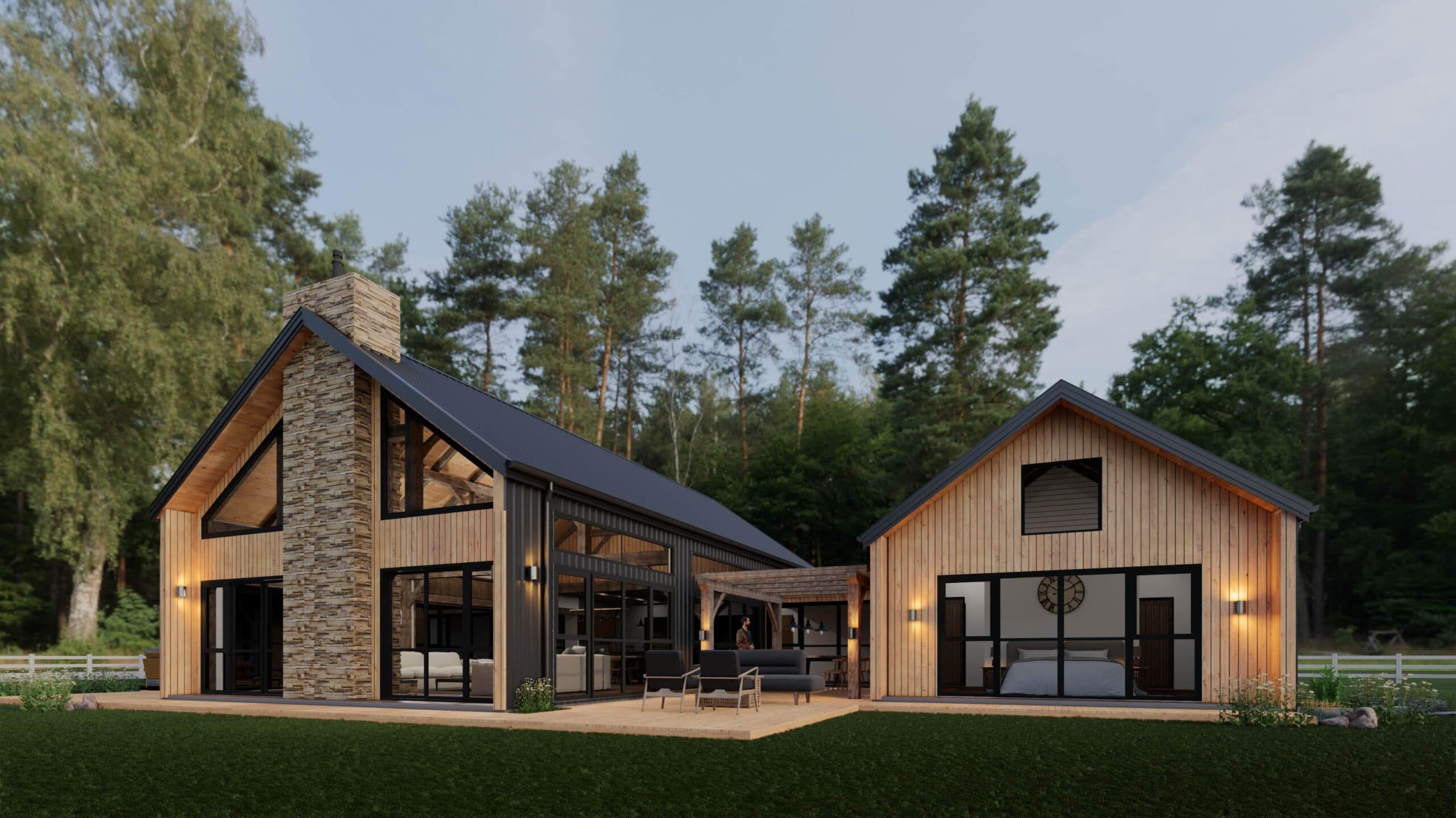 Luxury rural barn residence in NZ featuring handcrafted timber beams and open living spaces