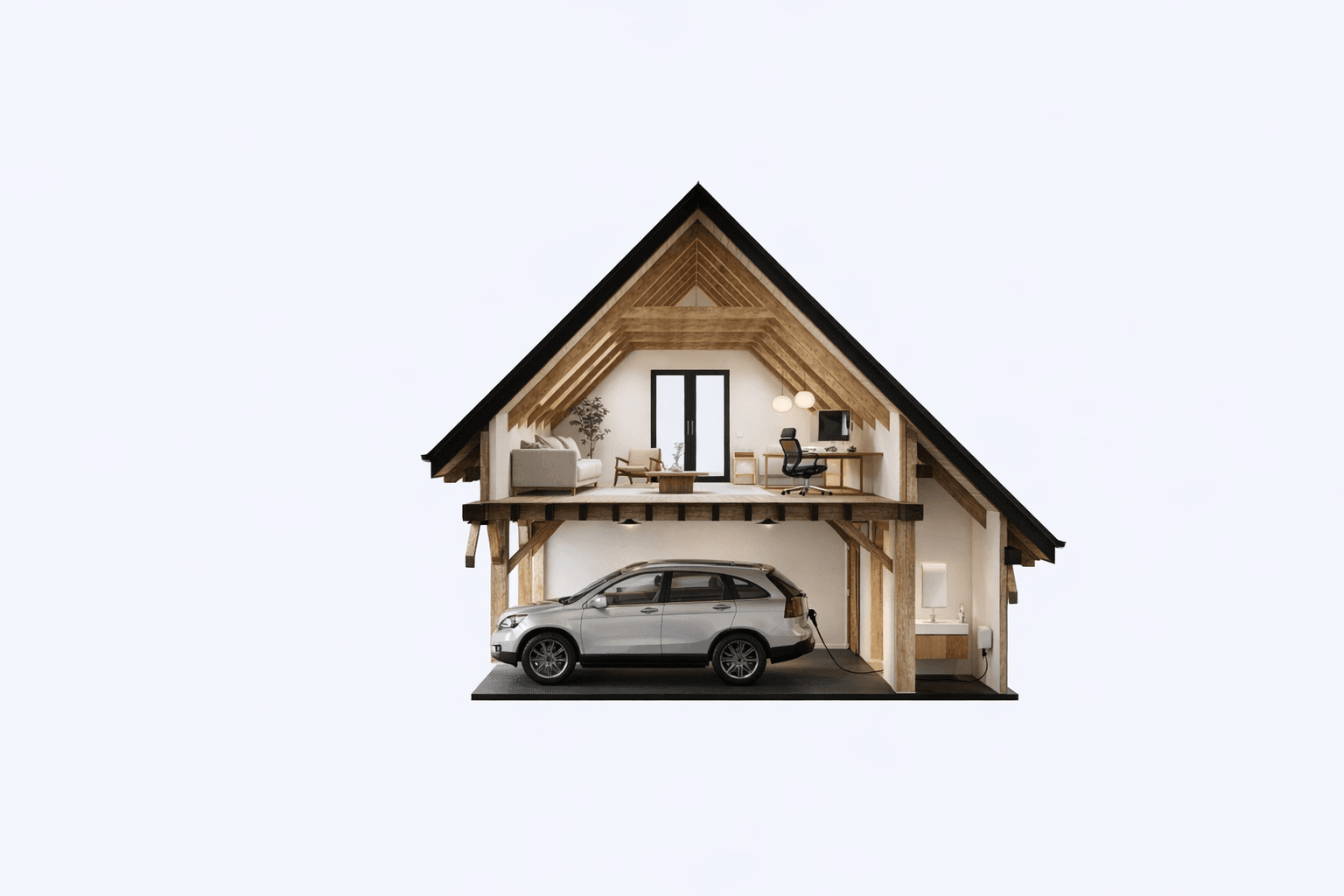 Timber frame small home with vaulted ceiling in NZ