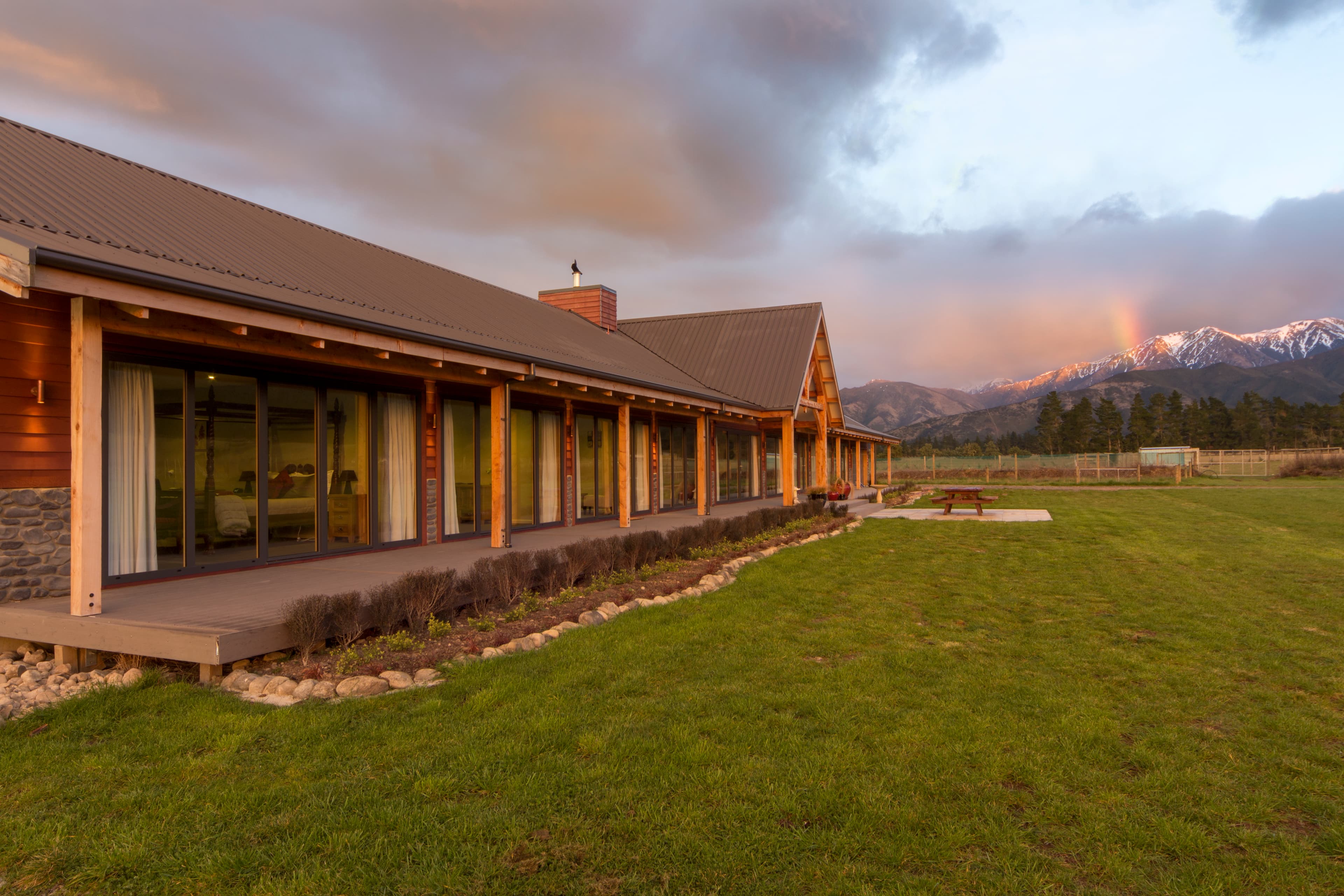 Alpine lodge with bespoke timber frames and traditional mortise and tenon joinery